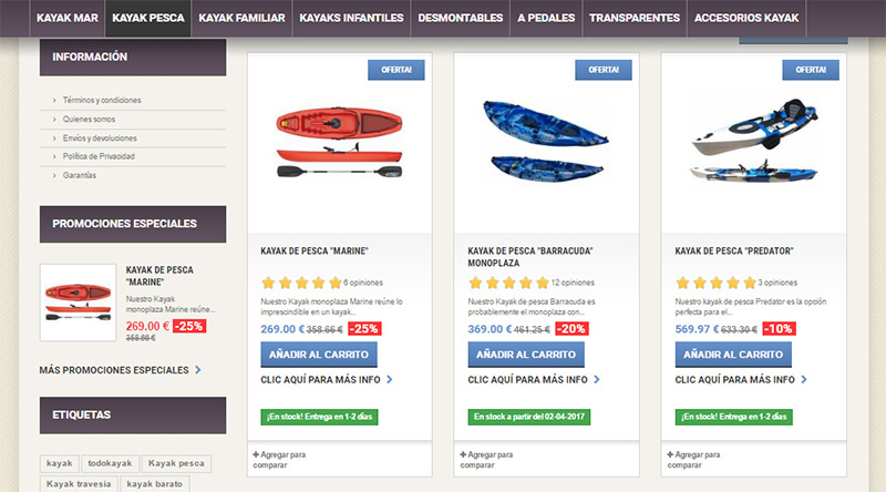 comprar tu kayak en internet